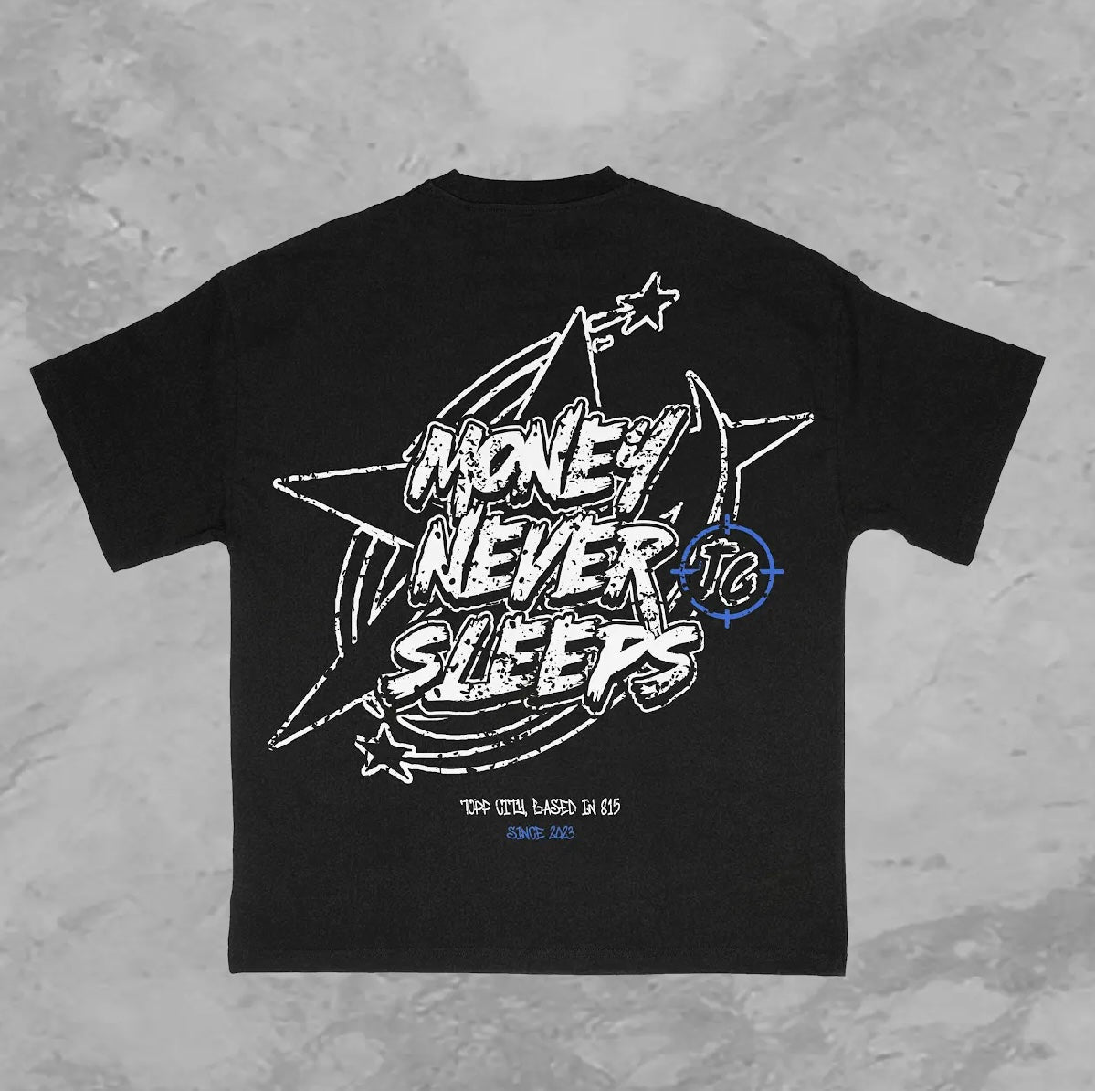Money Never Sleeps Tshirt Black/Royal Blue